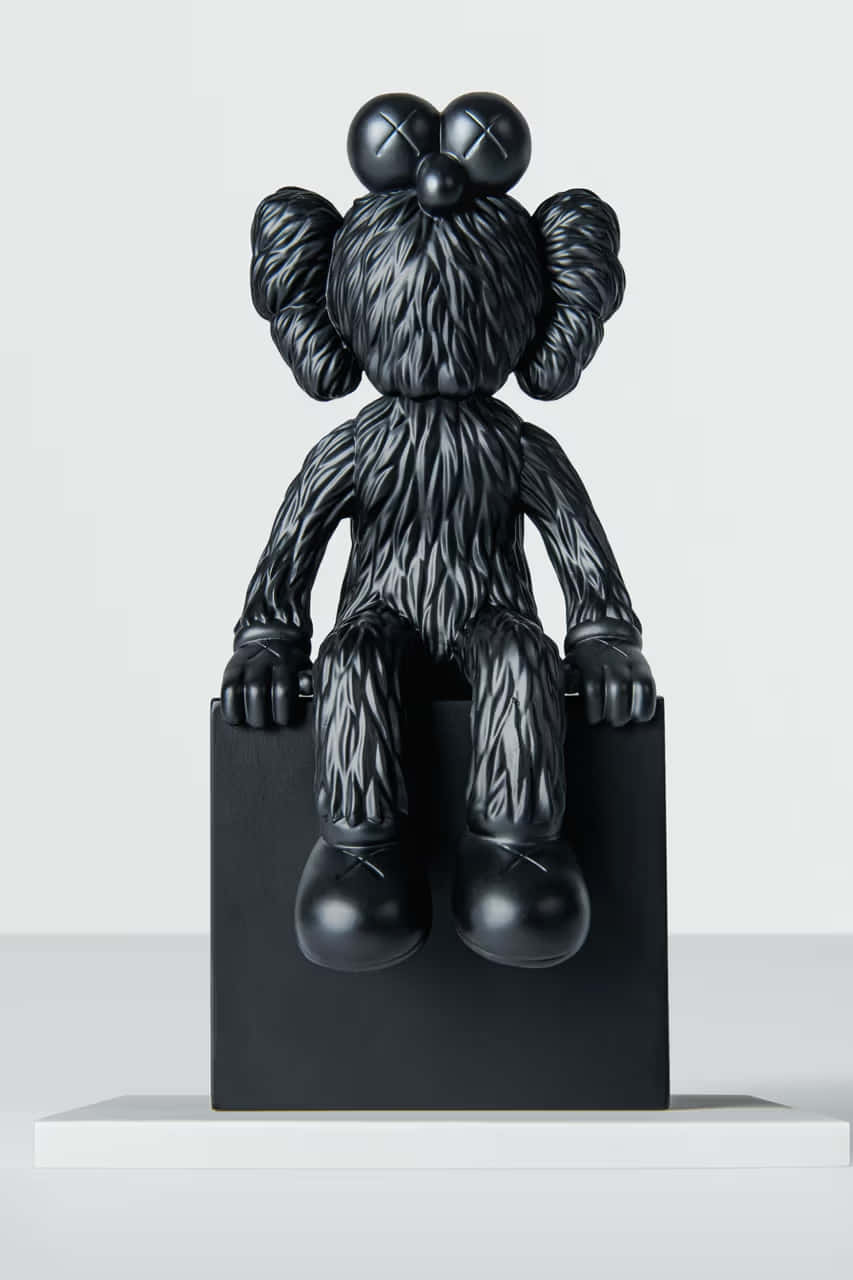 Kaws BFF Black, glossy black, crossed eyes, HD Phone Wallpaper