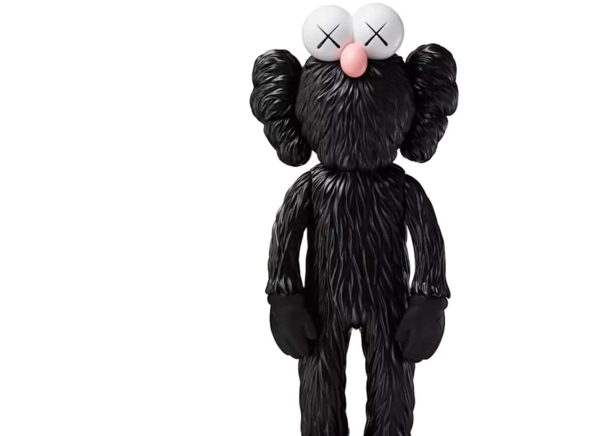 Kaws BFF Black, black textured KAWS figure, crossed eye sockets, SD Desktop Wallpaper