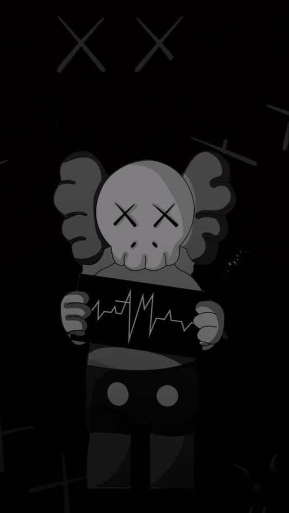 KAWS, Black and White, X eyes, SD Phone Wallpaper