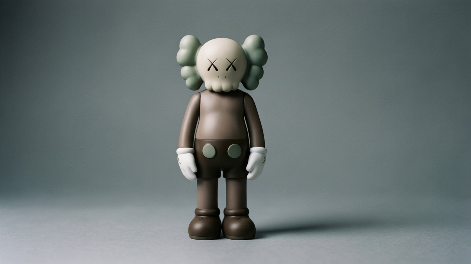 Kaws BFF, grey background, minimalist, Full HD Desktop Wallpaper