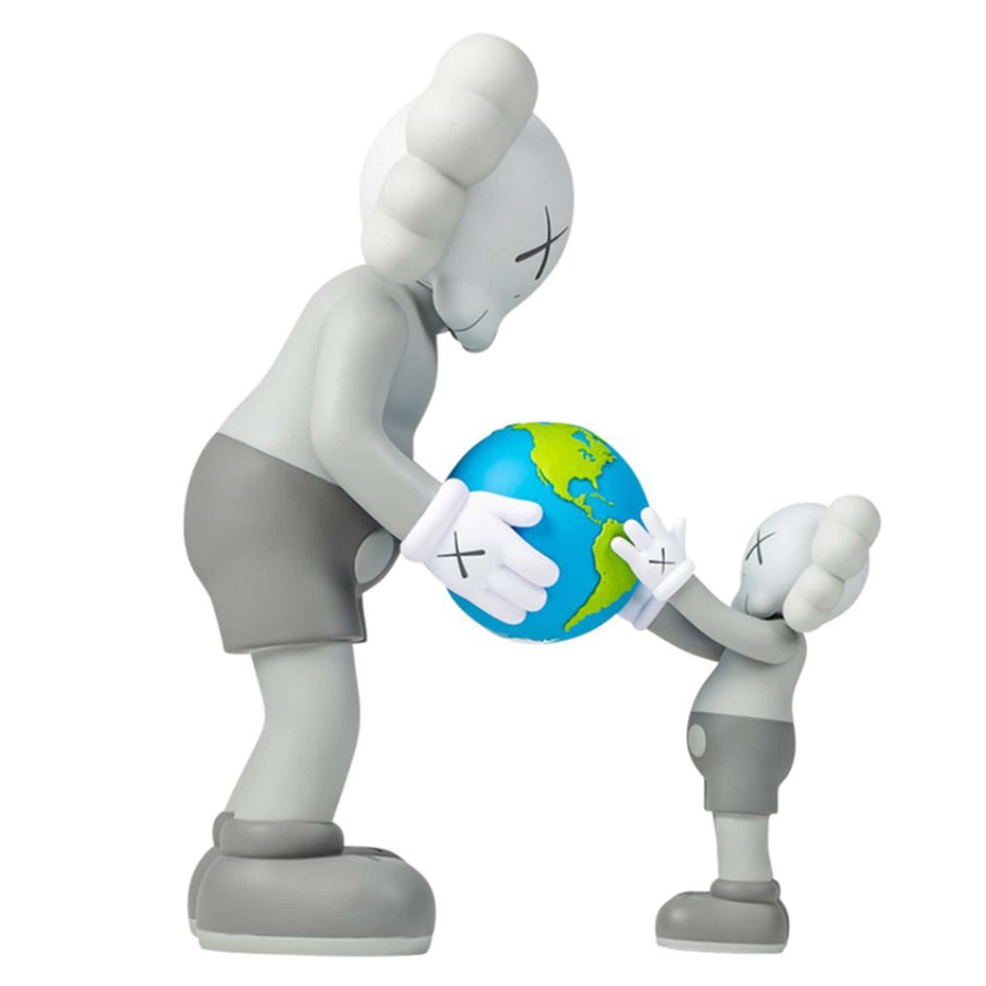 Kaws Bff Grey, X eyes, blue and green globe, Full HD Desktop Wallpaper