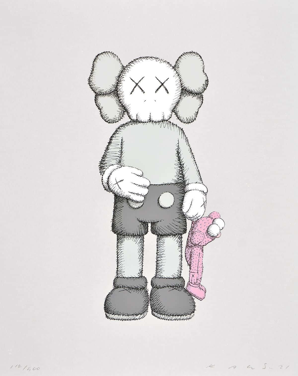 KAWS BFF Grey, gray KAWS character, X eyes, HD Phone Wallpaper