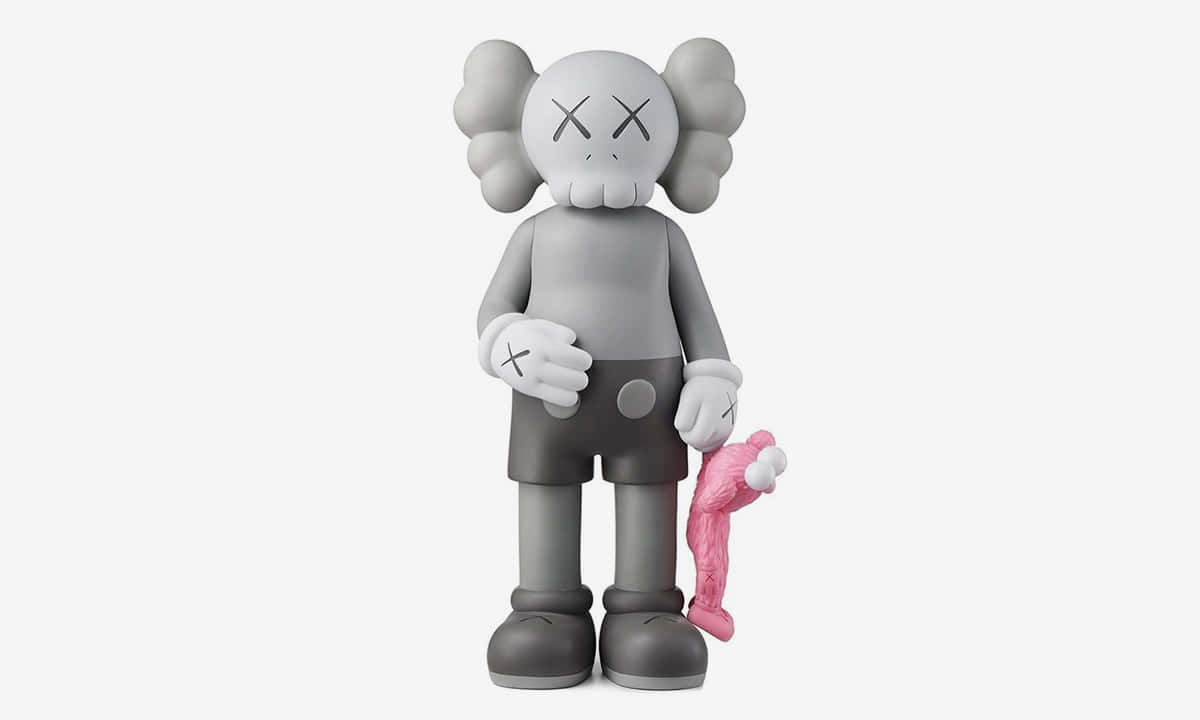 Kaws Bff Grey, X eyes, pink Companion toy, SD Desktop Wallpaper