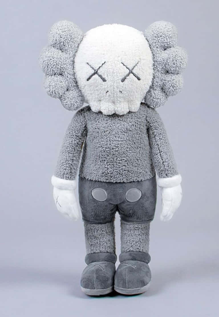 Kaws Bff Grey, gray plush toy, white skull face, SD Phone Wallpaper