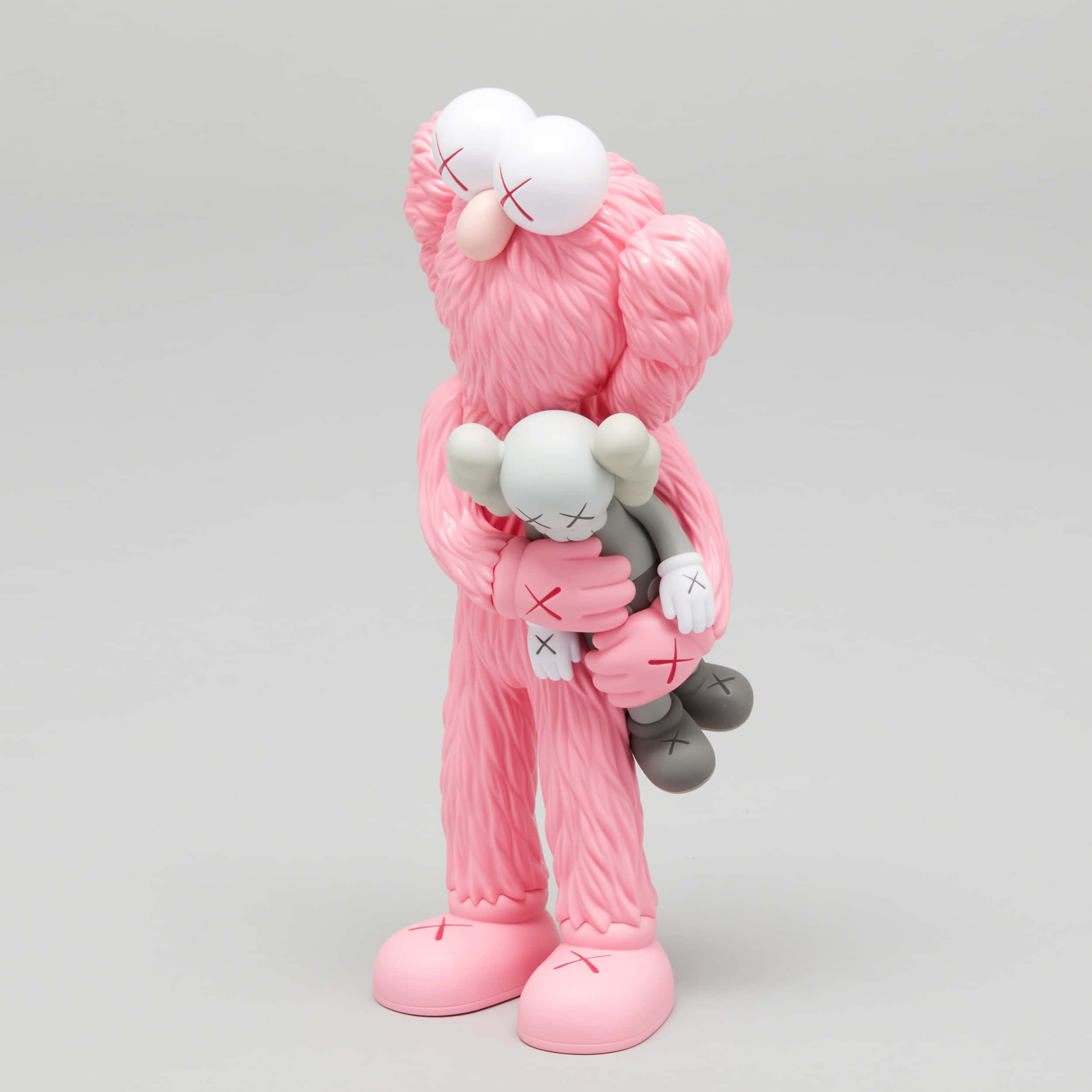 Pink Kaws Figure, gray KAWS figure, textured fur, Full HD Desktop Wallpaper
