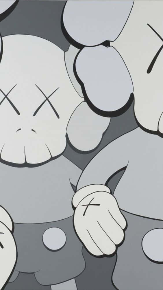 Kaws, black and white, X eyes, SD Phone Wallpaper