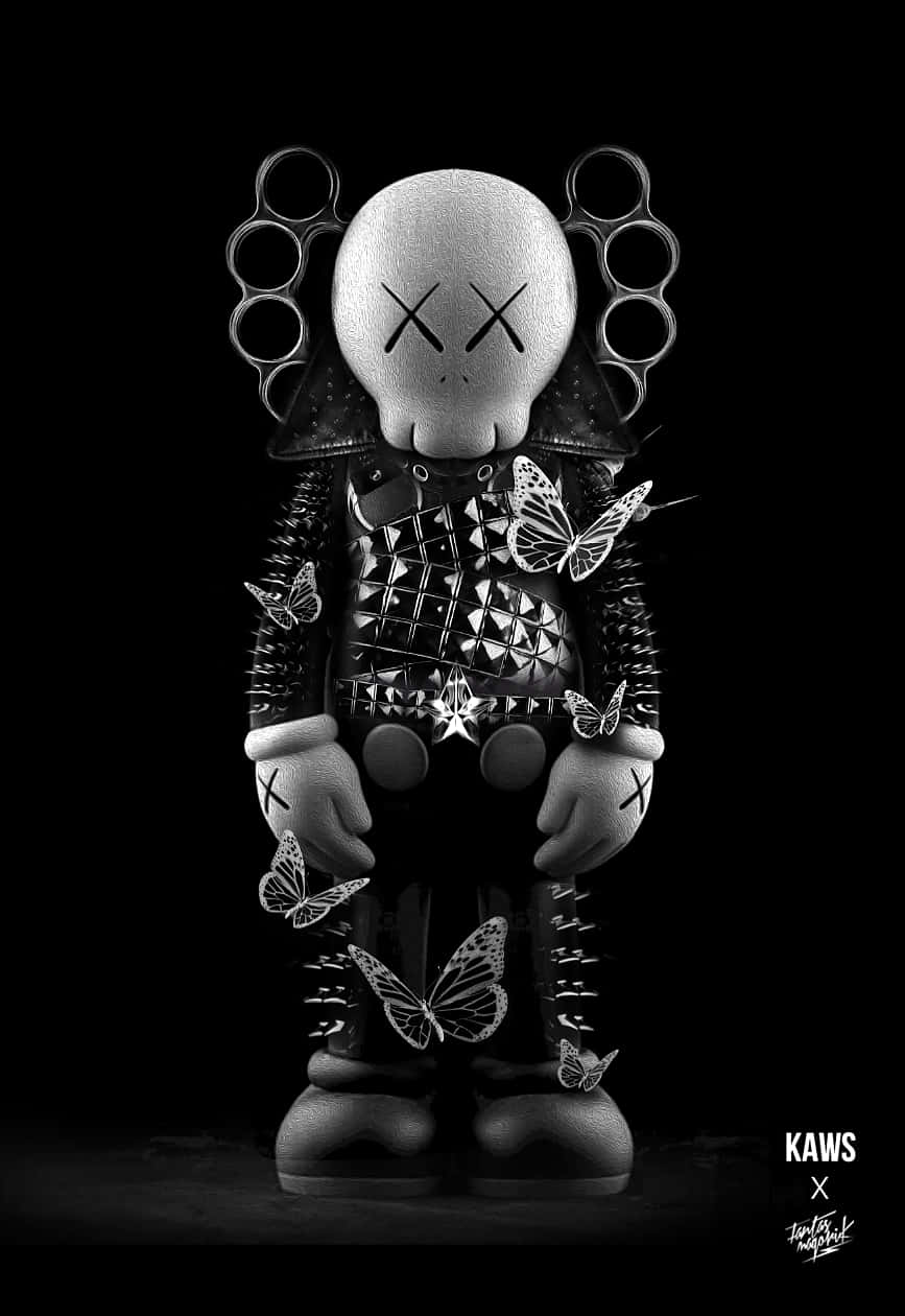 KAWS, black and white, X eyes, SD Phone Wallpaper