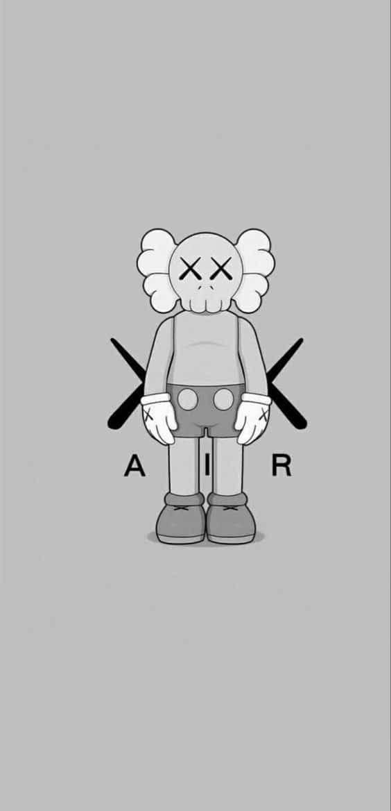Kaws, black and white, grayscale KAWS character, SD Phone Wallpaper