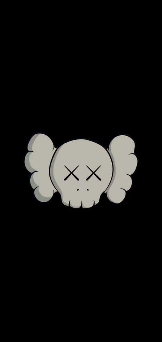 Kaws, black and white, gray skull, SD Phone Wallpaper