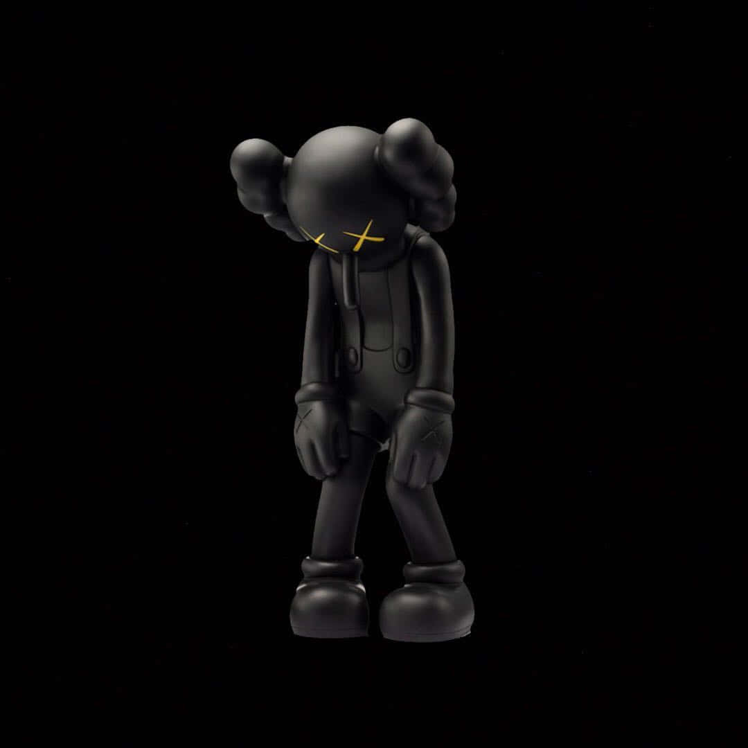KAWS, matte black, glowing yellow X eyes, SD Desktop Wallpaper