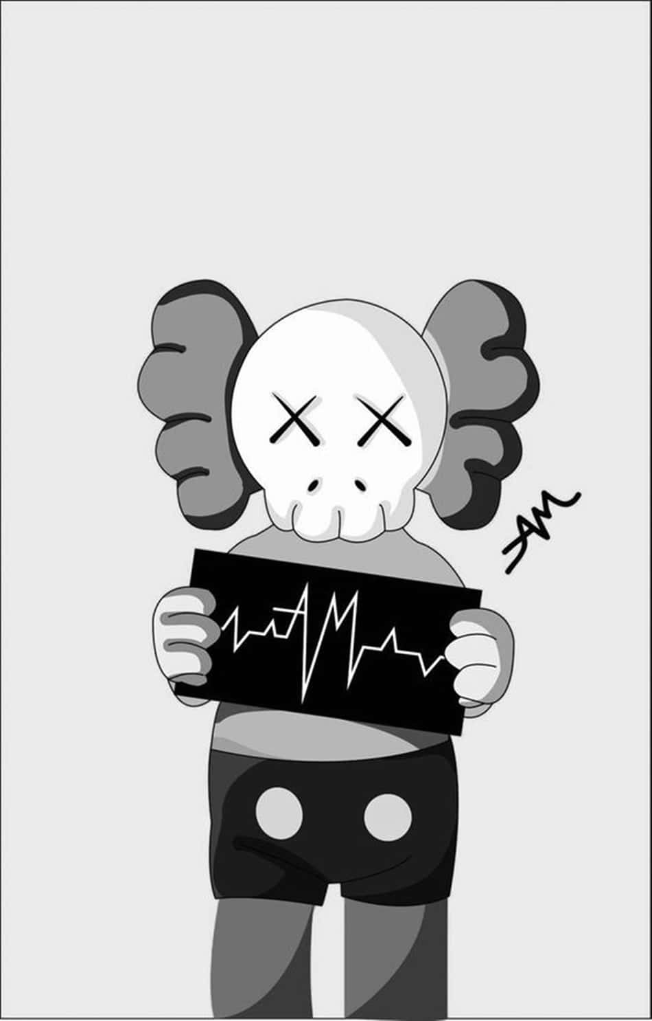 Kaws, Heartbeat, black sign, HD Phone Wallpaper