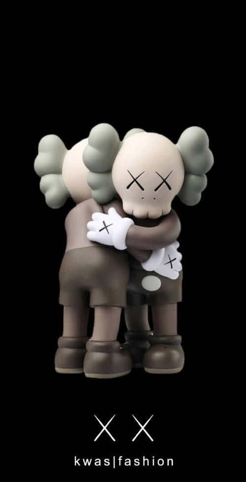 KAWS, black and white, brown and gray, SD Phone Wallpaper
