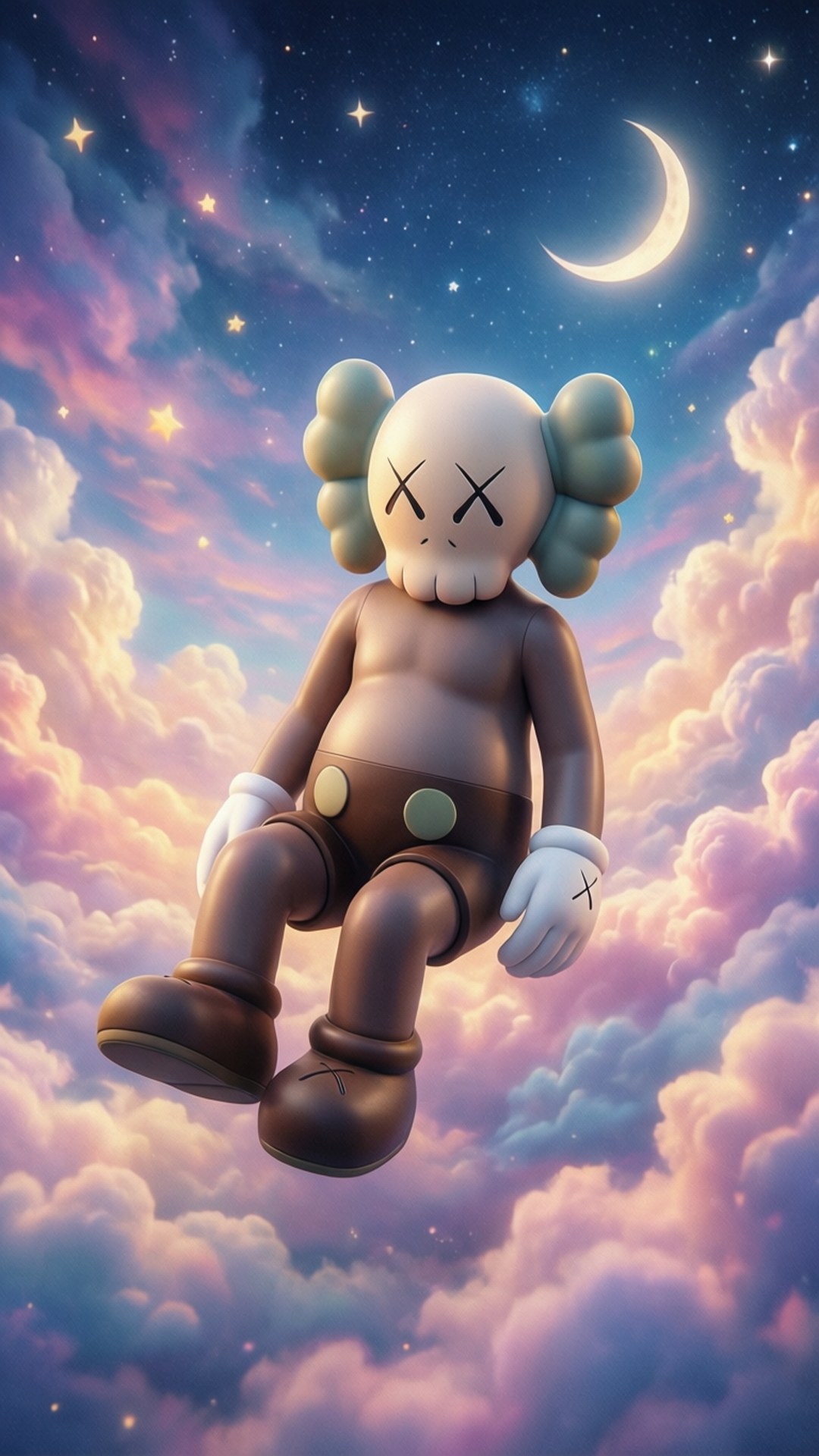 Kaws Chum, starry surreal sky, night flight, Full HD Phone Wallpaper