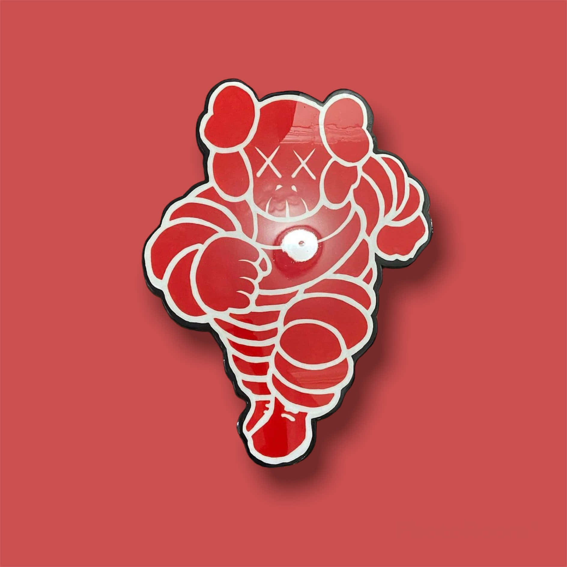KAWS Chum, glossy red, white outlines, HD Desktop Wallpaper