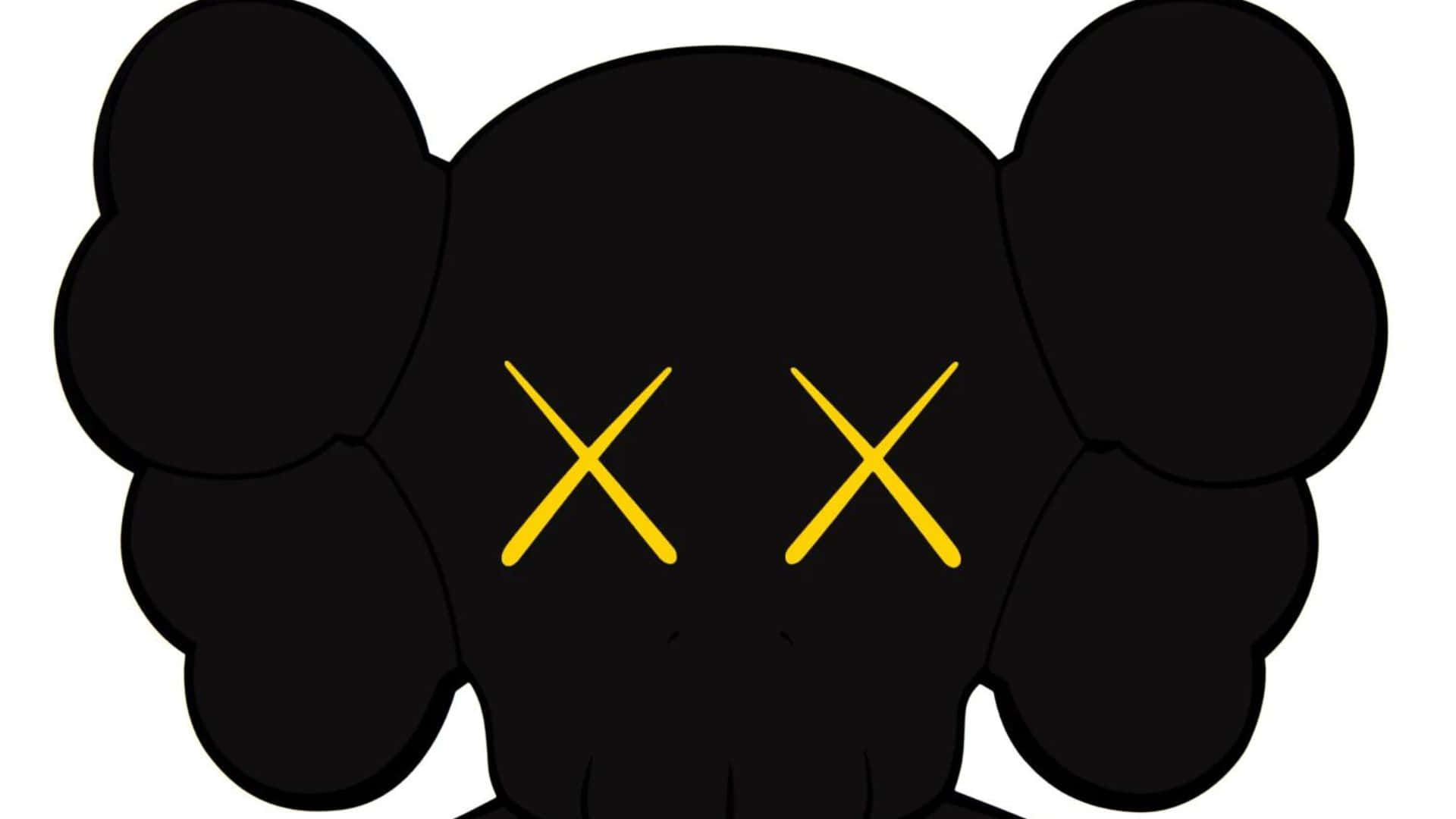 Kaws Chum, black cartoon character, yellow X eyes, Full HD Desktop Wallpaper