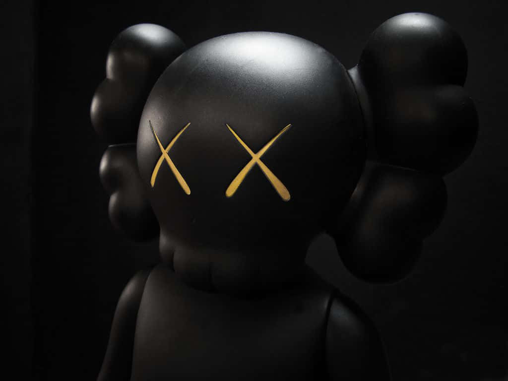 Kaws, 3D Face, glossy black, SD Desktop Wallpaper