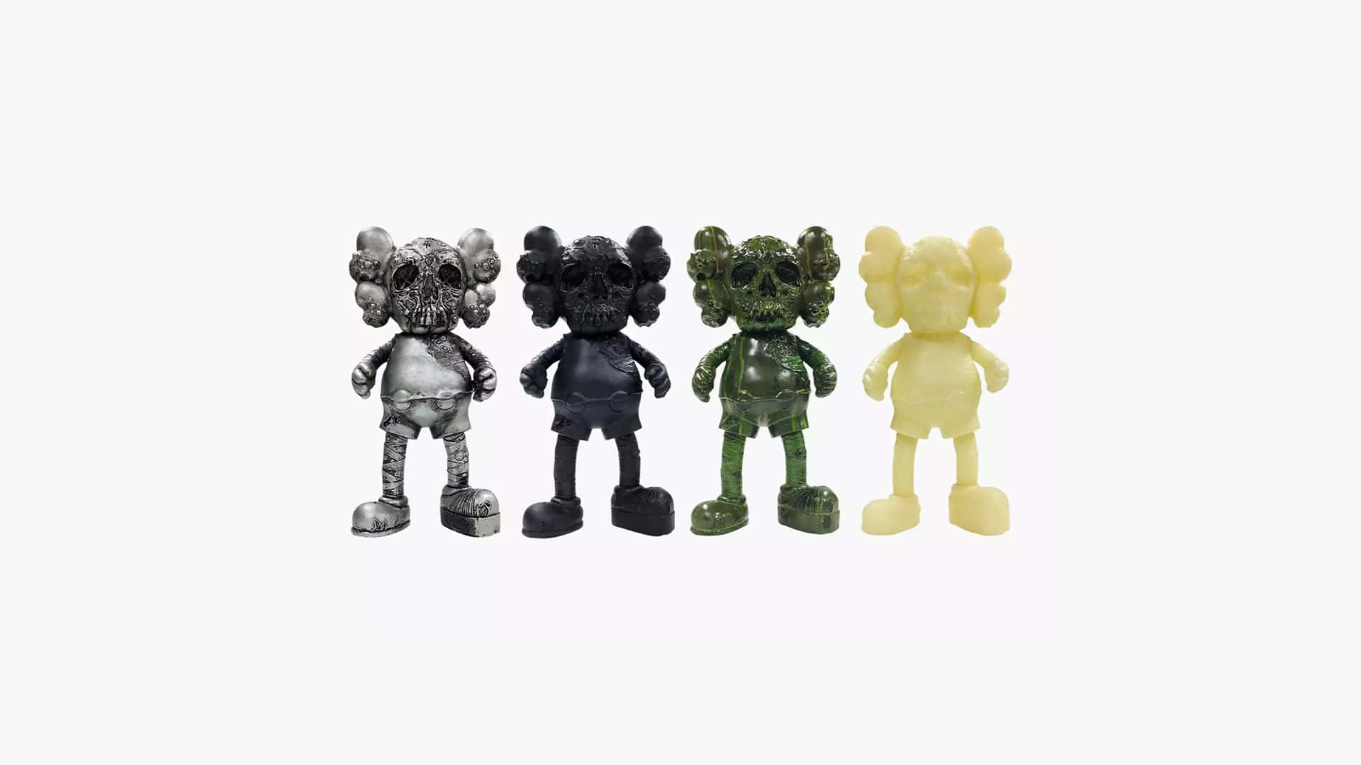 KAWS Figures, silver, black, Full HD Desktop Wallpaper