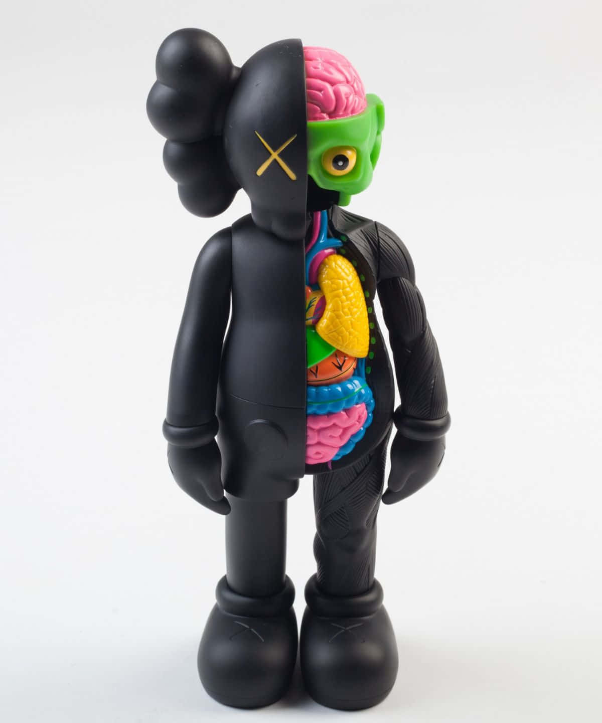 KAWS figure, colorful internal organs, green alien brain, HD Phone Wallpaper