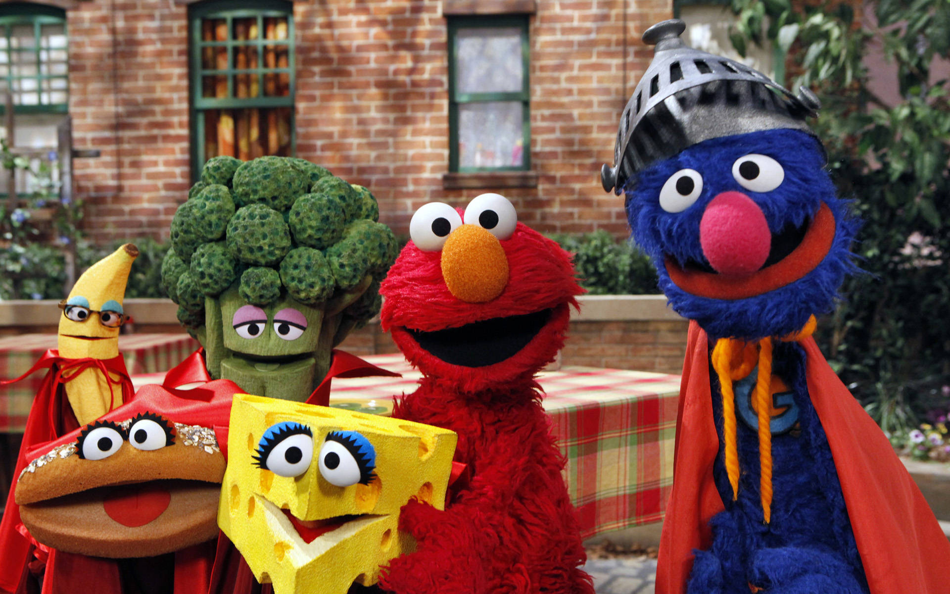 Sesame Street, food puppets, superheroes, Full HD Desktop Wallpaper