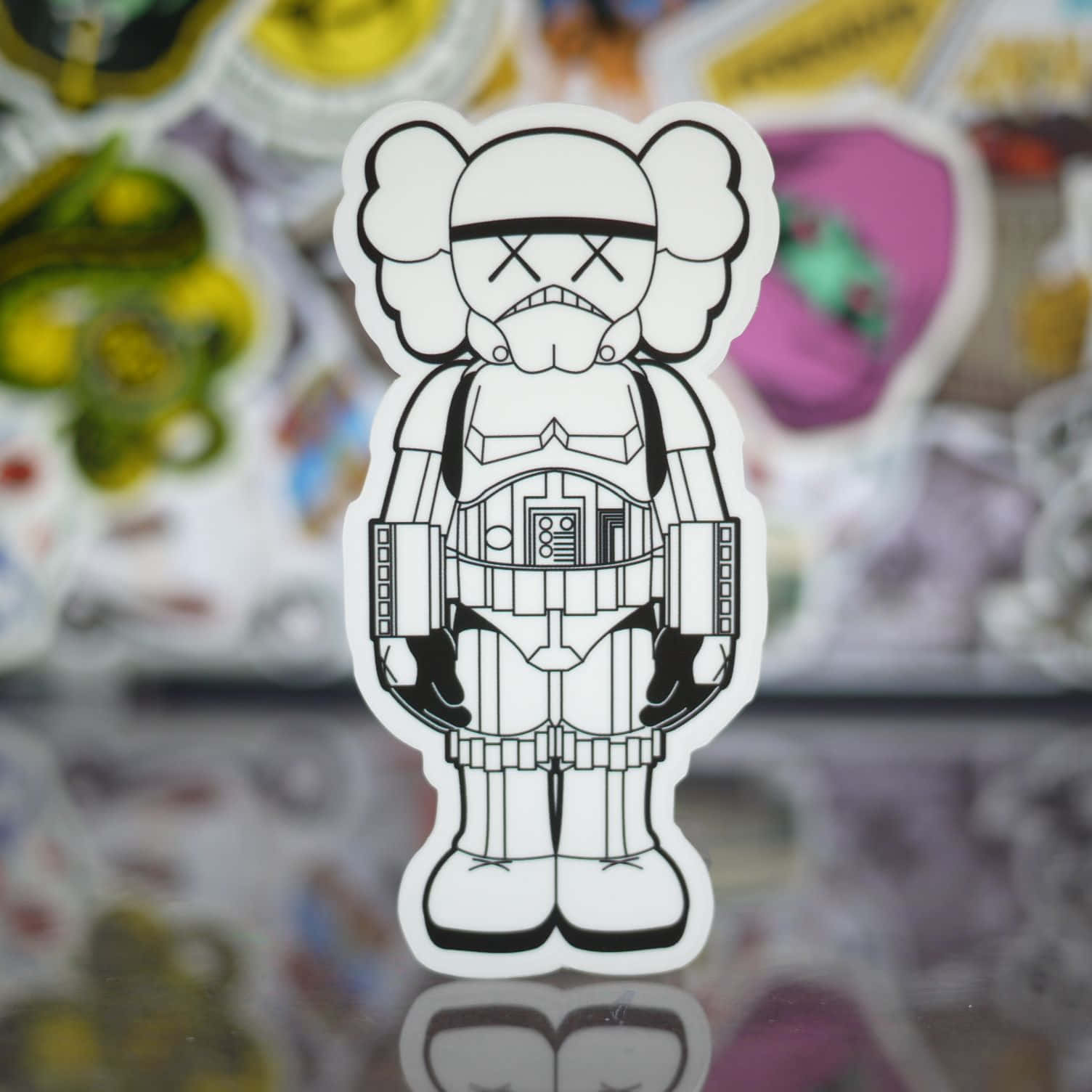 KAWS Stormtrooper, black and white, sticker, HD Desktop Wallpaper
