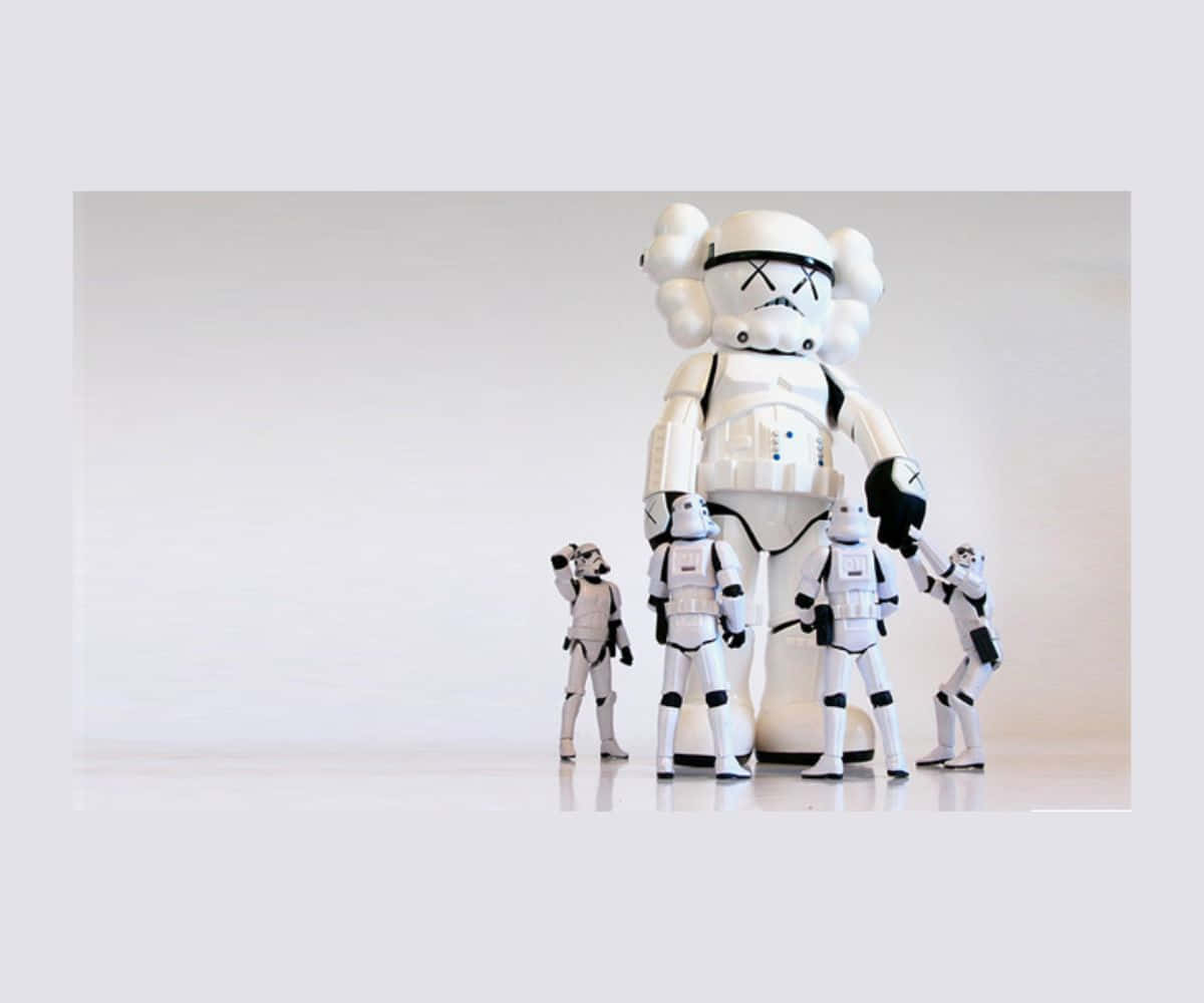 KAWS Stormtrooper, white KAWS figure, stormtrooper armor, SD Desktop Wallpaper