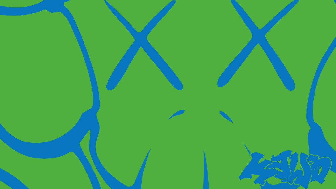 Kaws, green art face, vibrant green background, HD Desktop Wallpaper