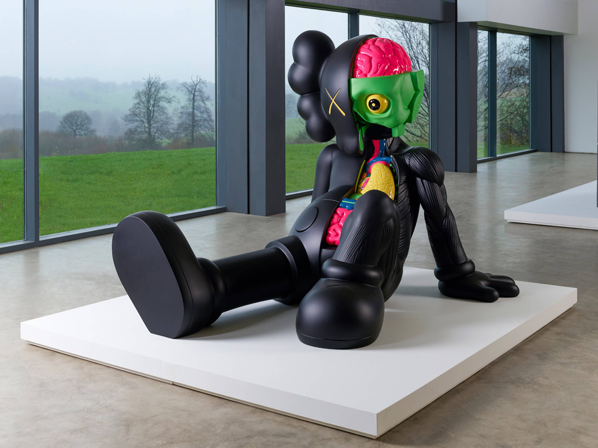Kaws, dissected sculpture, black cartoonish sculpture, Full HD Desktop Wallpaper