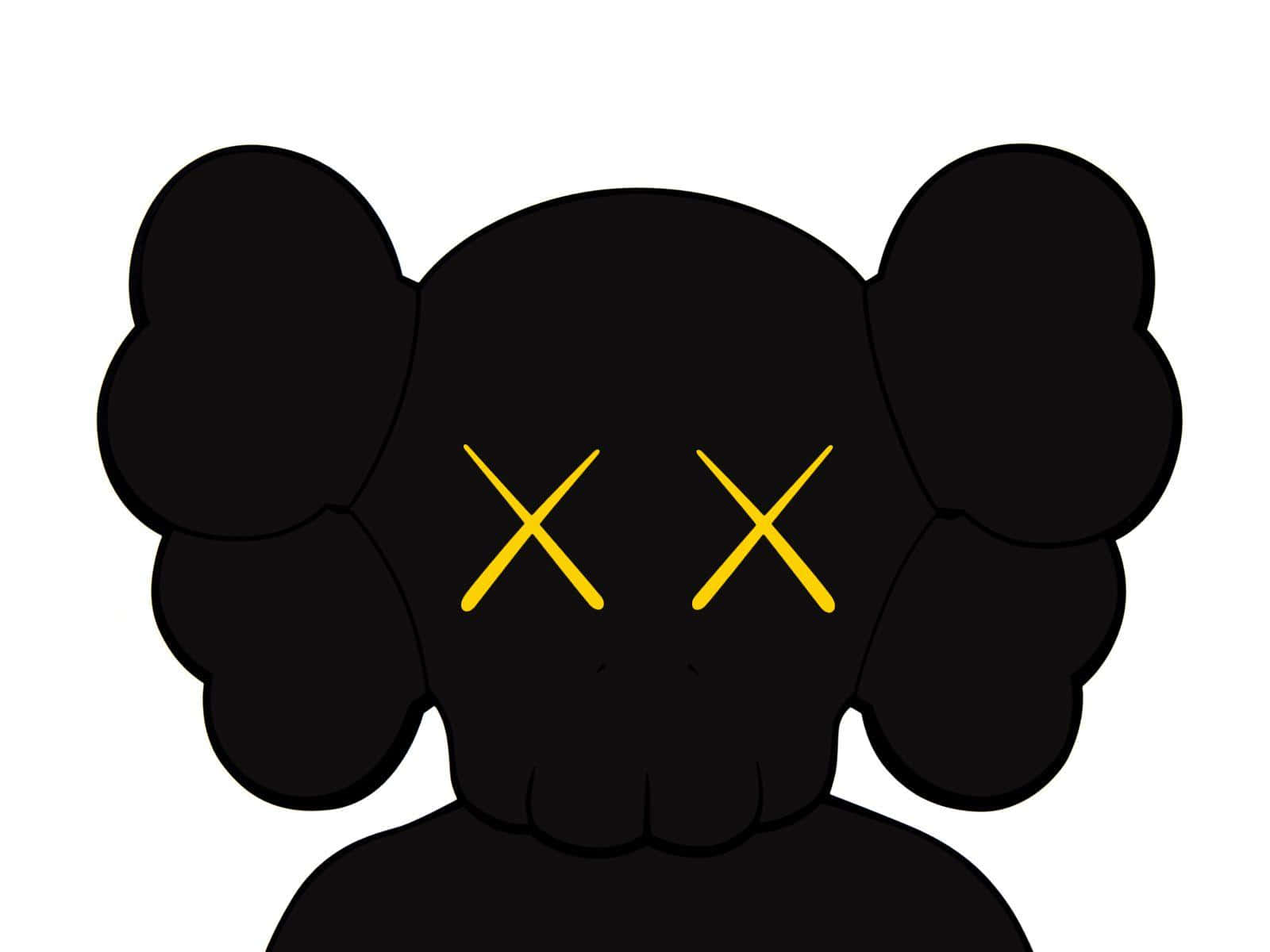 Kaws, black cartoon character, yellow X eyes, HD Desktop Wallpaper