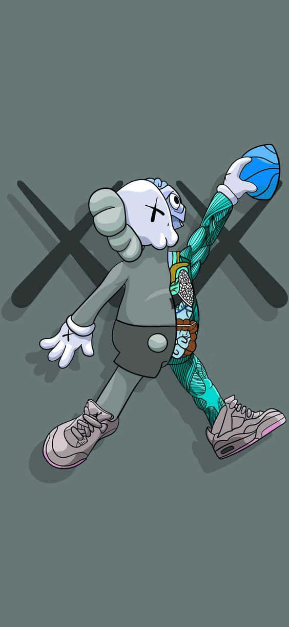 Kaws, skull head, tattooed arms, SD Phone Wallpaper