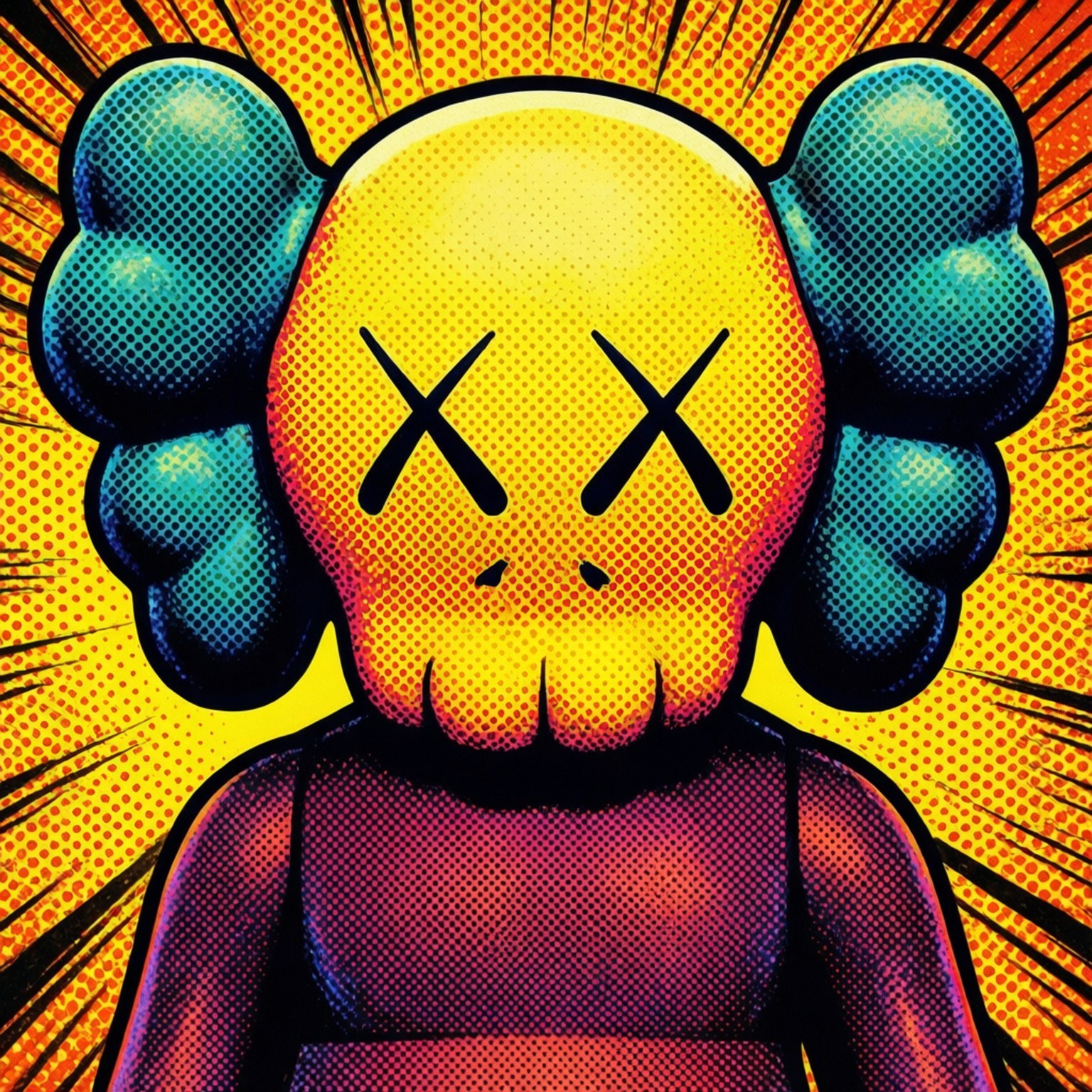 Kaws, yellow skull, X eyes, HD Desktop Wallpaper