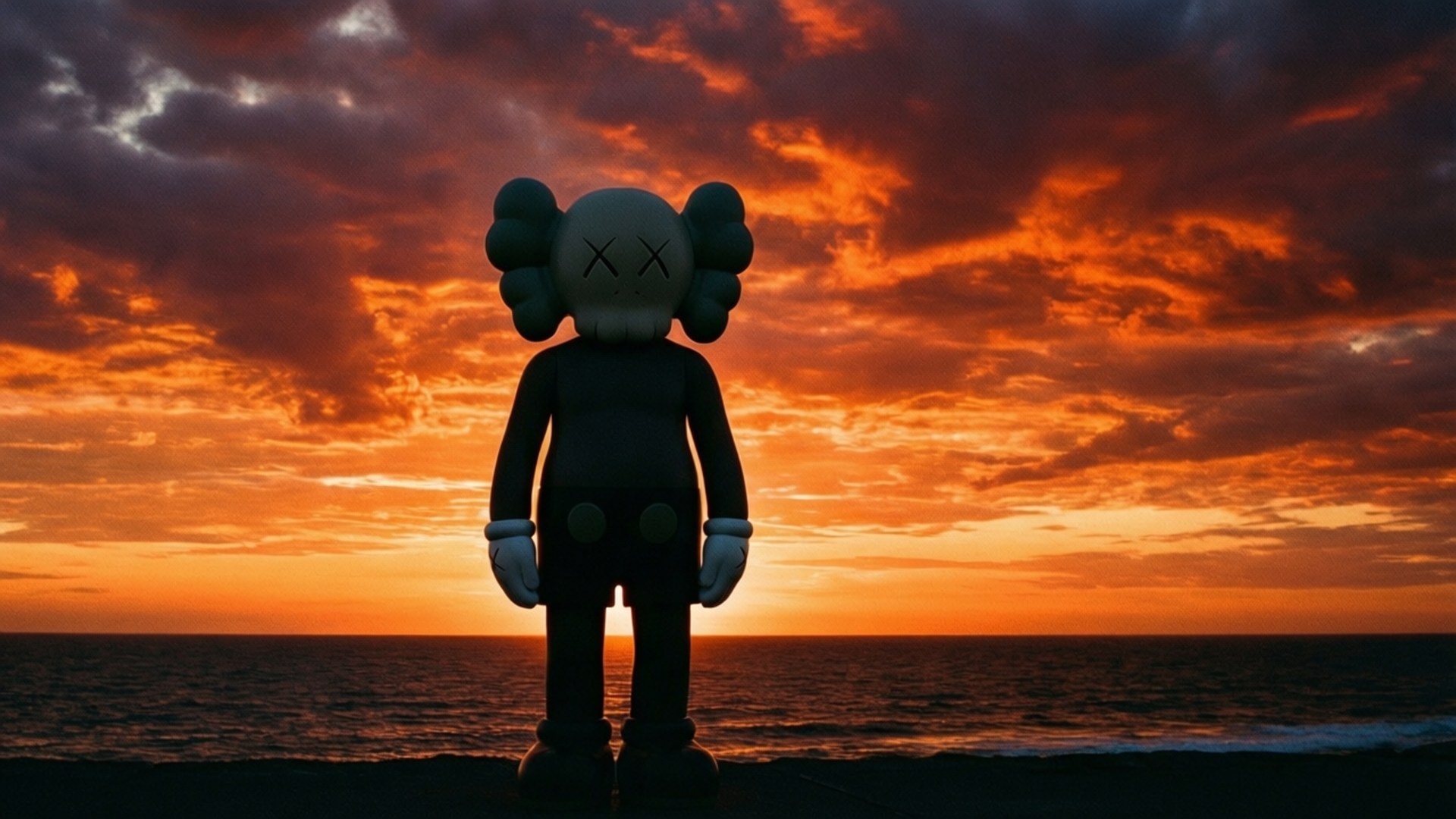 KAWS, gray, silhouette, Full HD Desktop Wallpaper