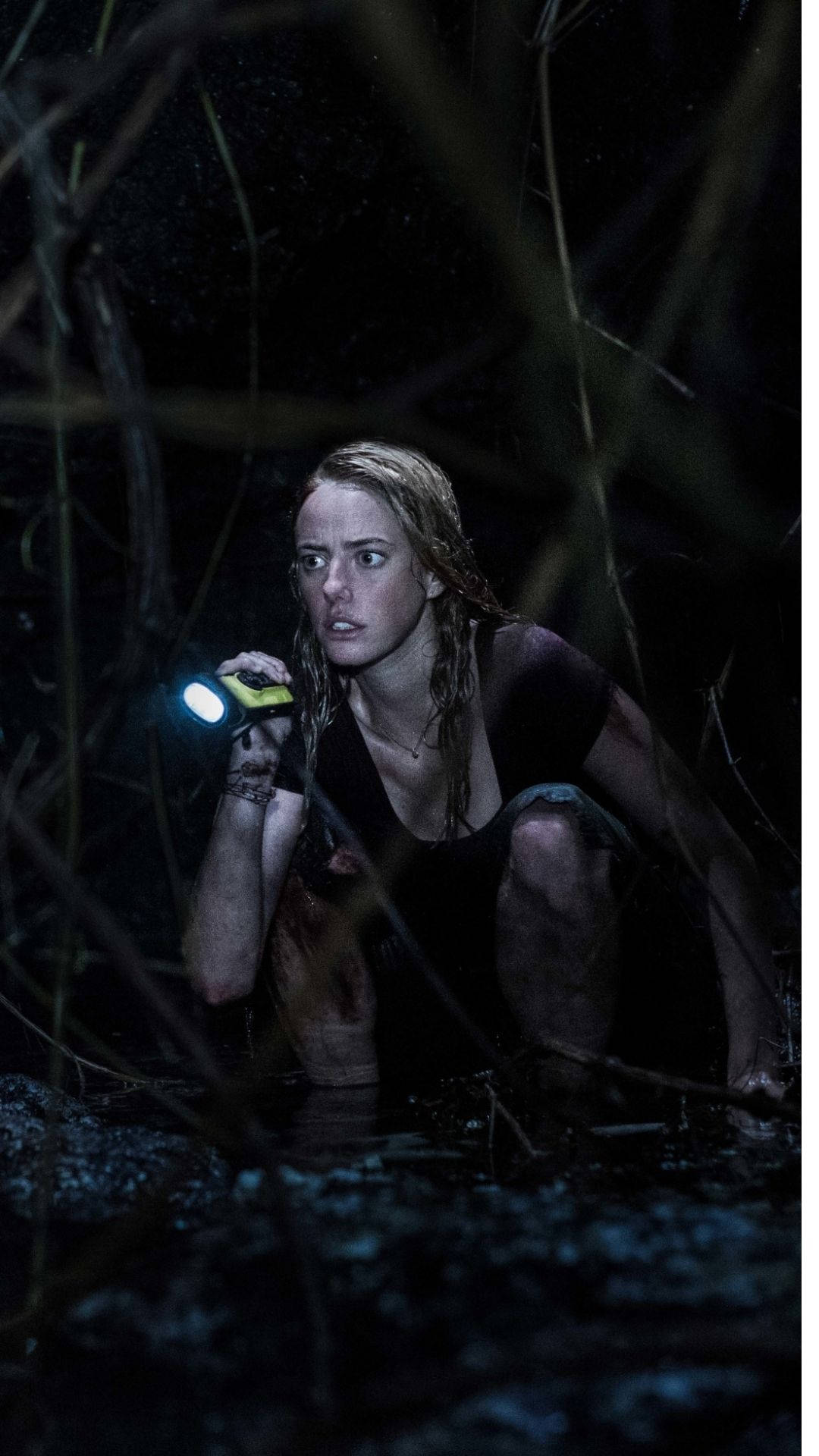 Kaya Scodelario, nighttime jungle, dark water, Full HD Phone Wallpaper