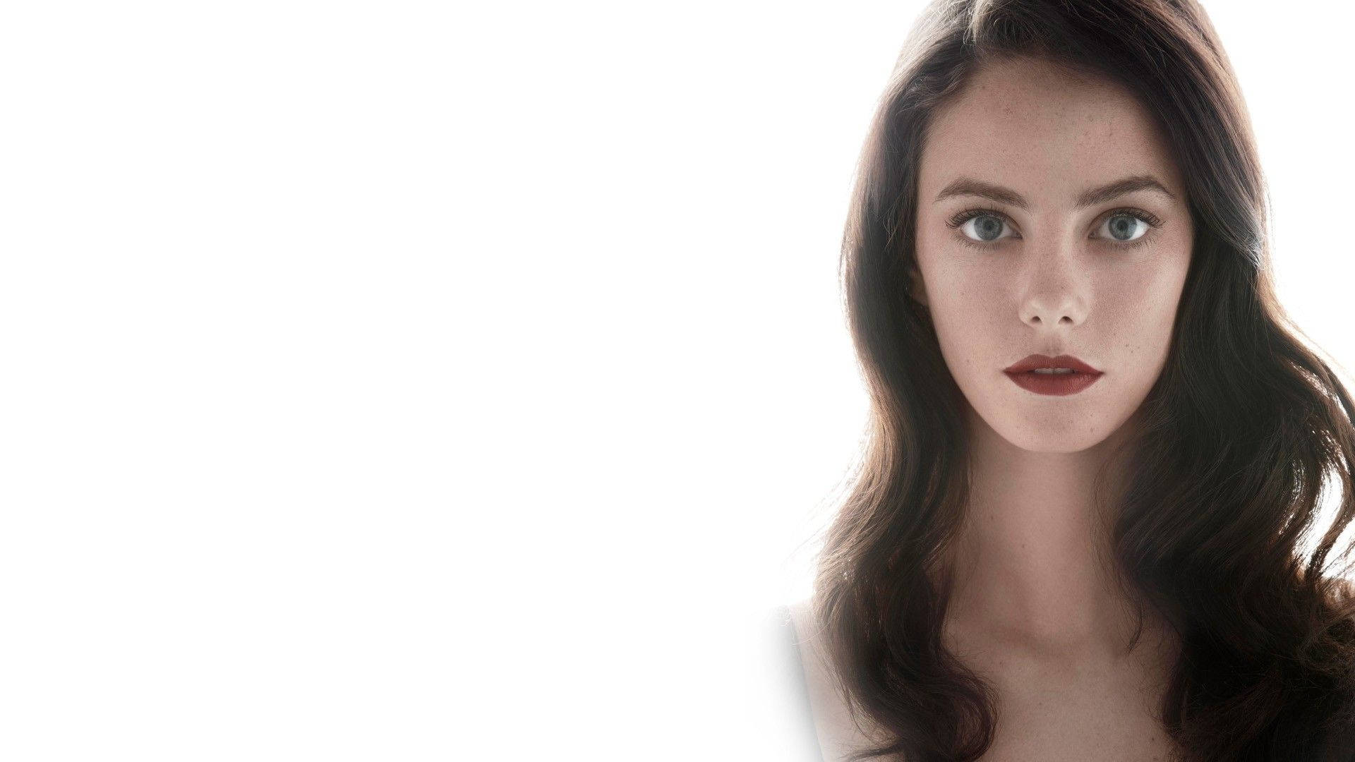 Kaya Scodelario, dark wavy hair, bold red lips, Full HD Desktop Wallpaper