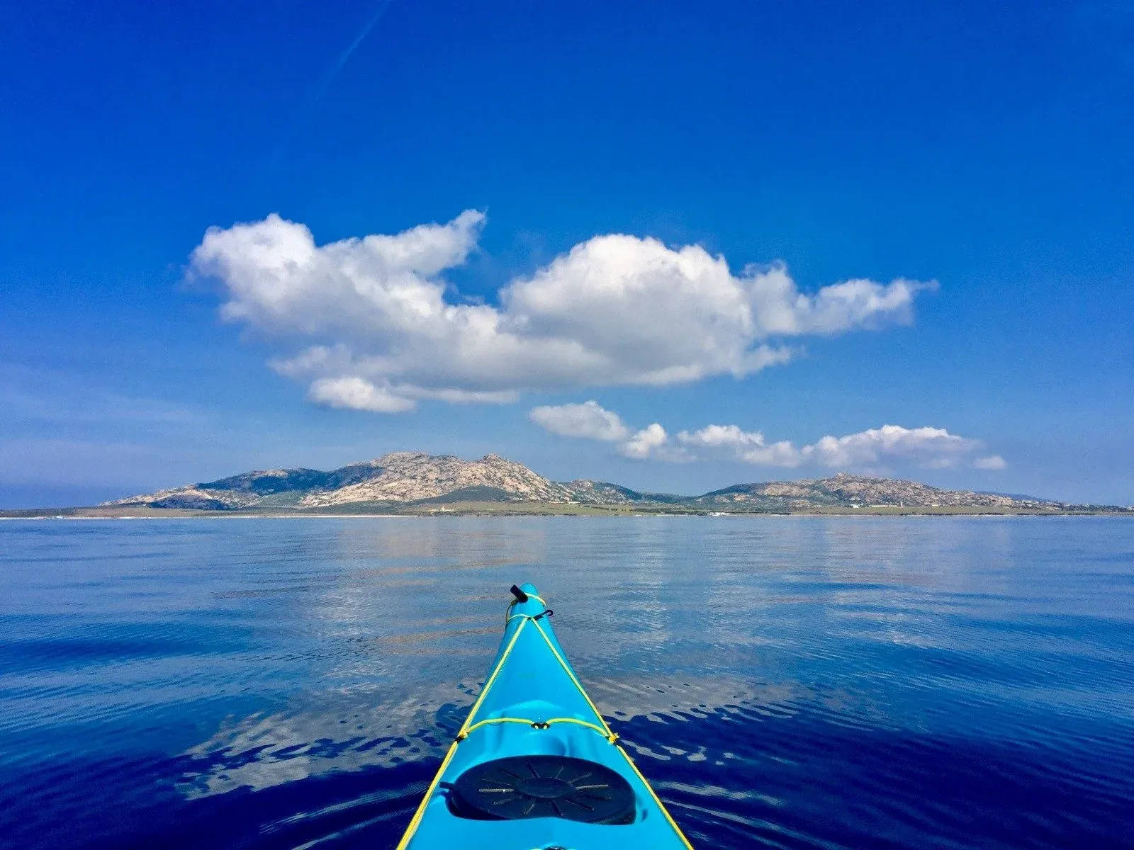 kayaking, island view, bright blue kayak, HD Desktop Wallpaper