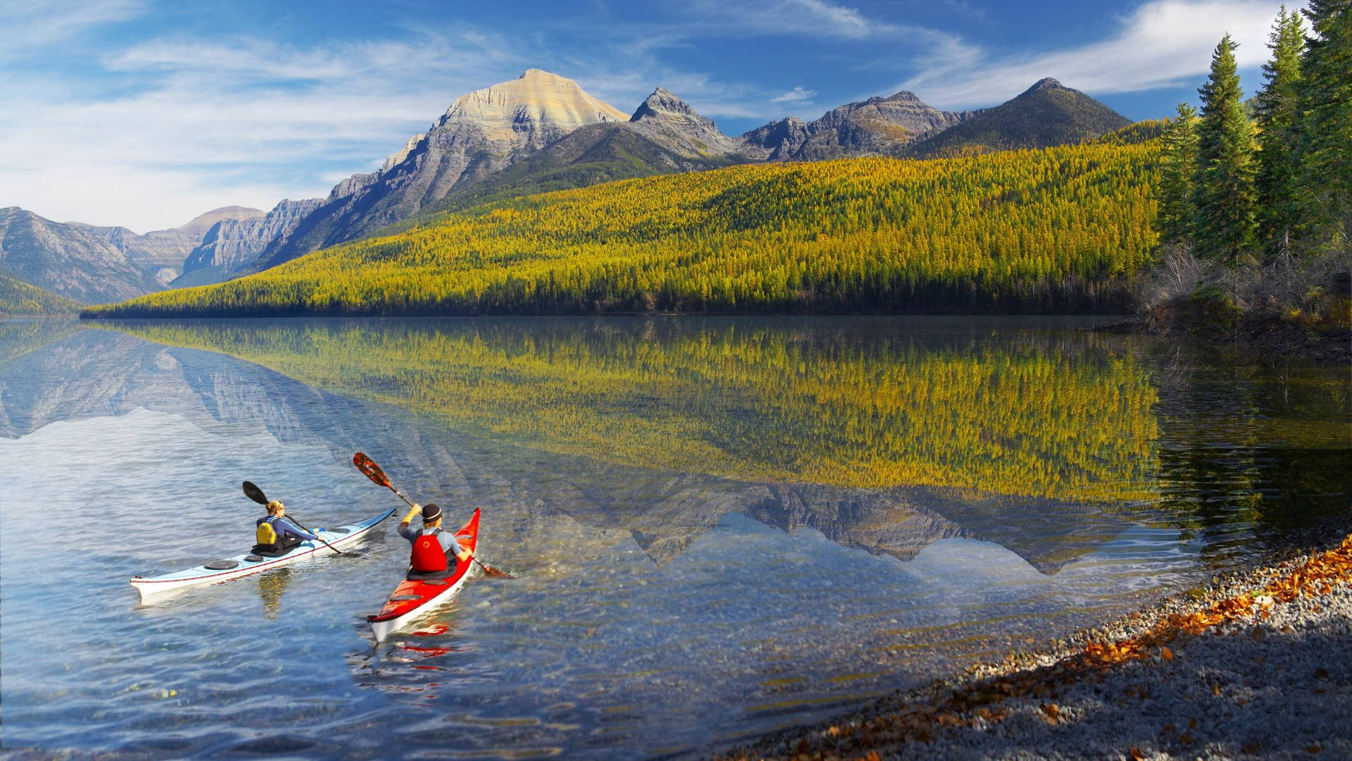 couple, kayaking, fresh water, Full HD Desktop Wallpaper