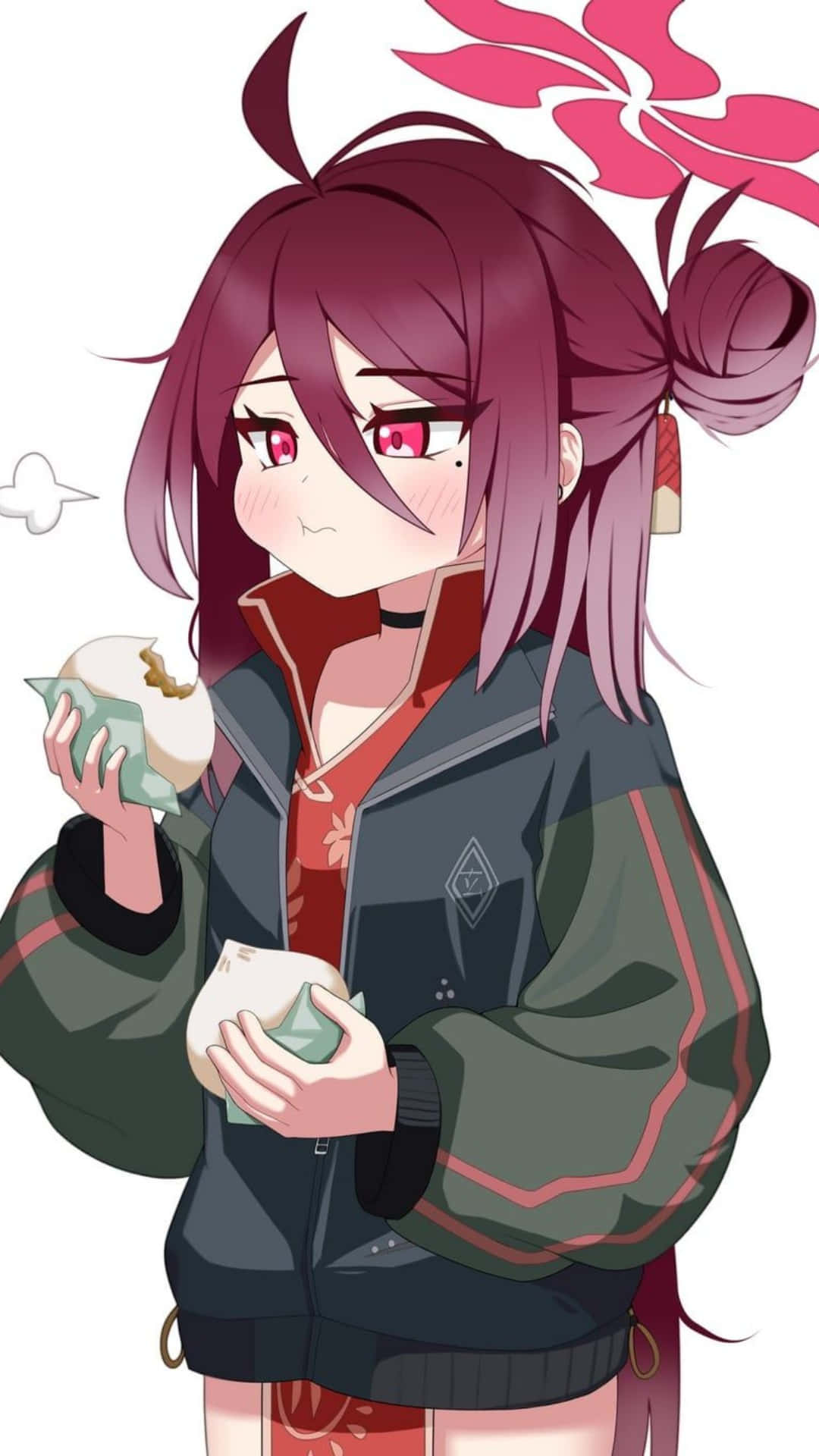 Kayama Reijo, purple hair, red eyes, Full HD Phone Wallpaper