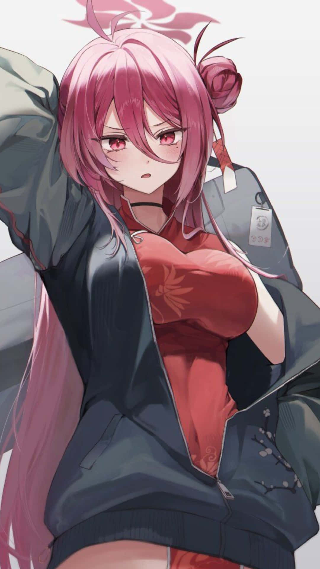 Kayama Reijo, pink-haired, red eyes, Full HD Phone Wallpaper