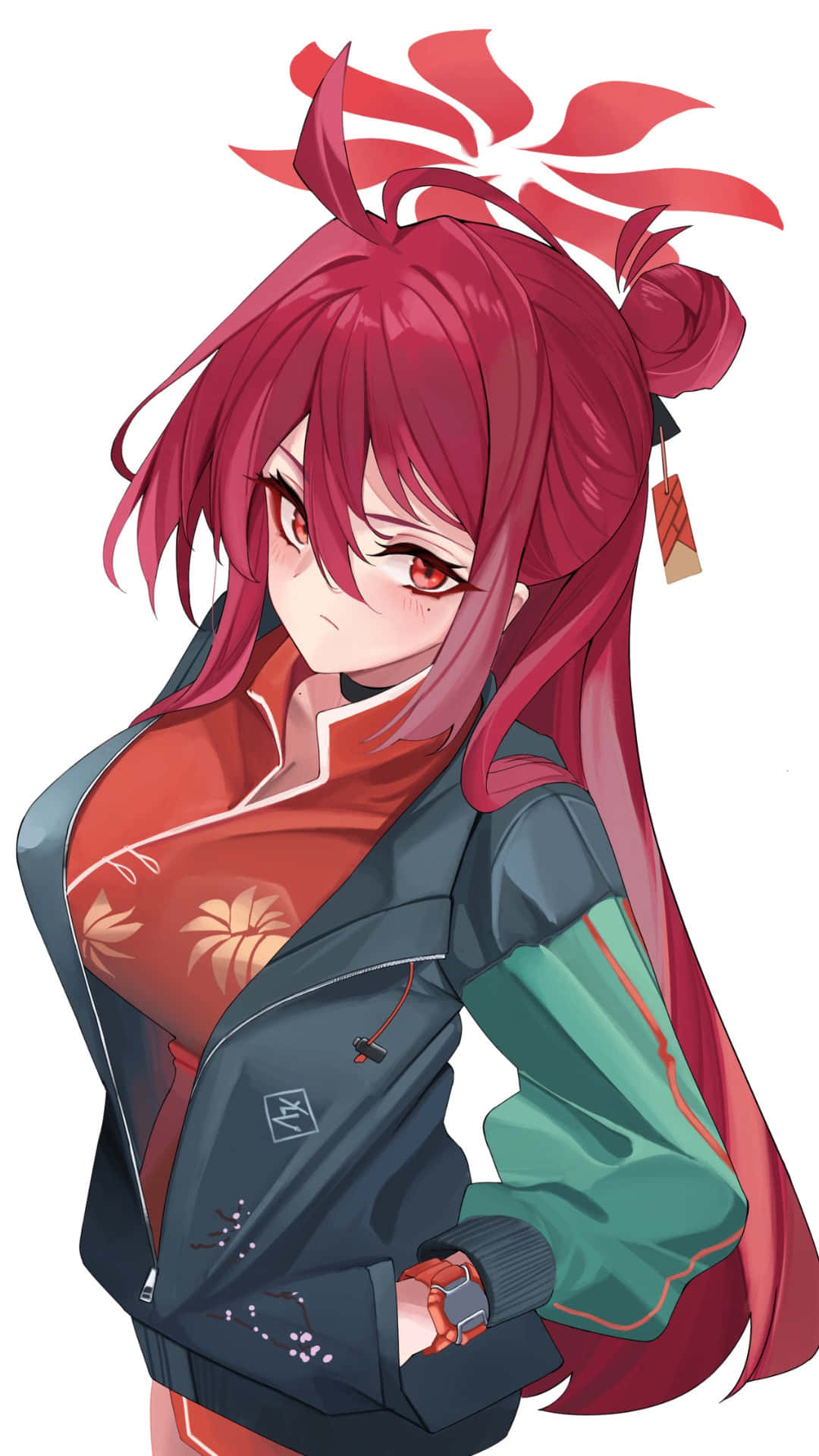 Kayama Reijo, red hair, red eyes, Full HD Phone Wallpaper