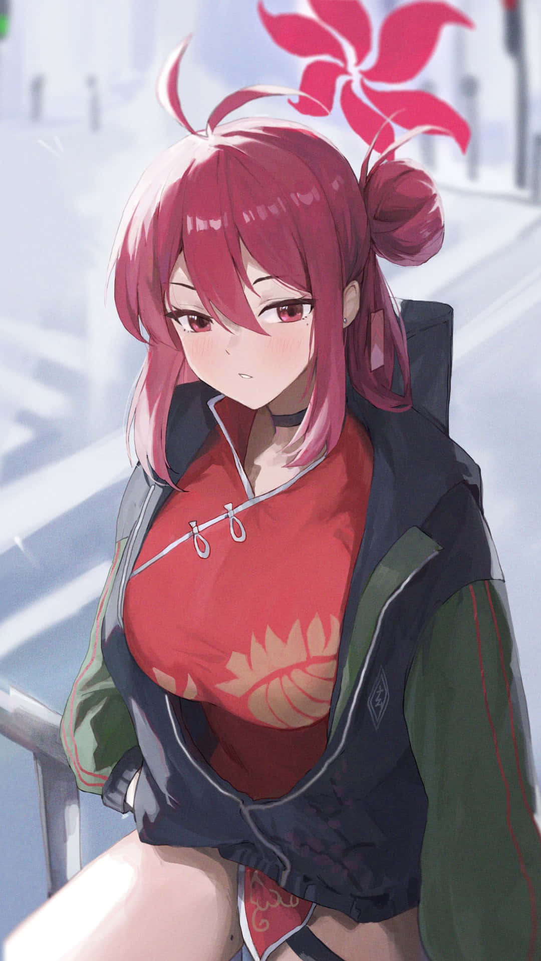 Kayama Reijo, pink-haired anime girl, red eyes, Full HD Phone Wallpaper