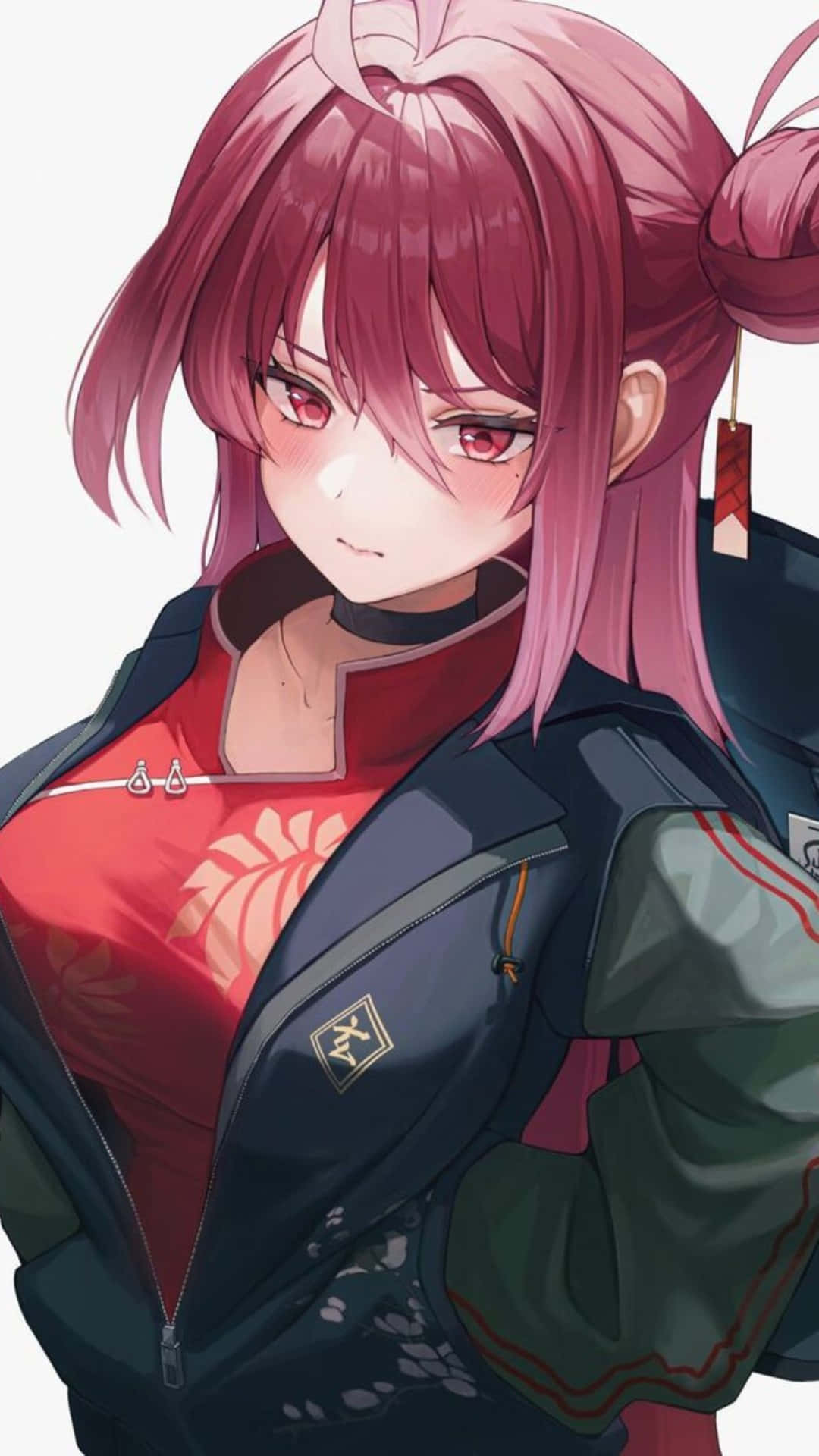 Kayama Reijo, pink-haired, red eyes, Full HD Phone Wallpaper