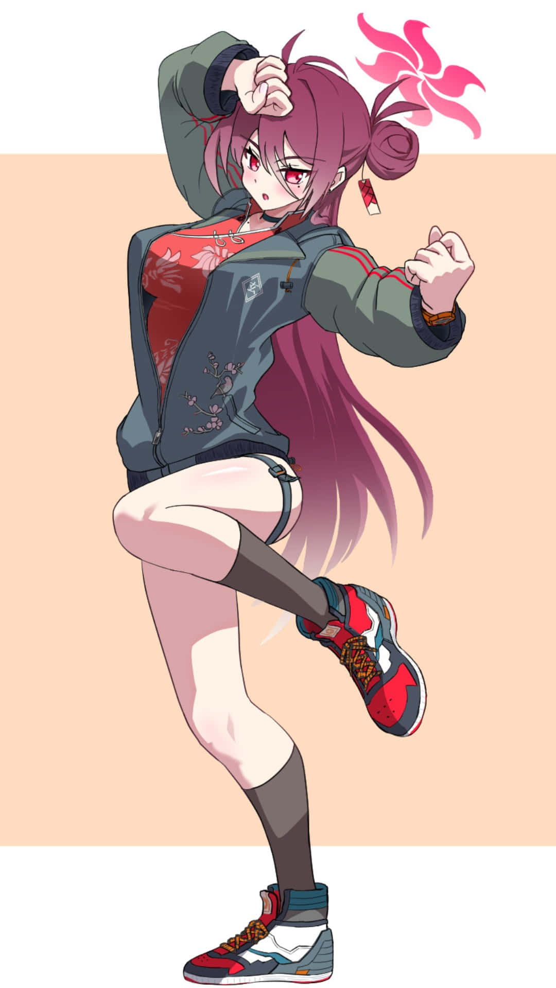 Kayama Reijo, magenta hair, red eyes, Full HD Phone Wallpaper