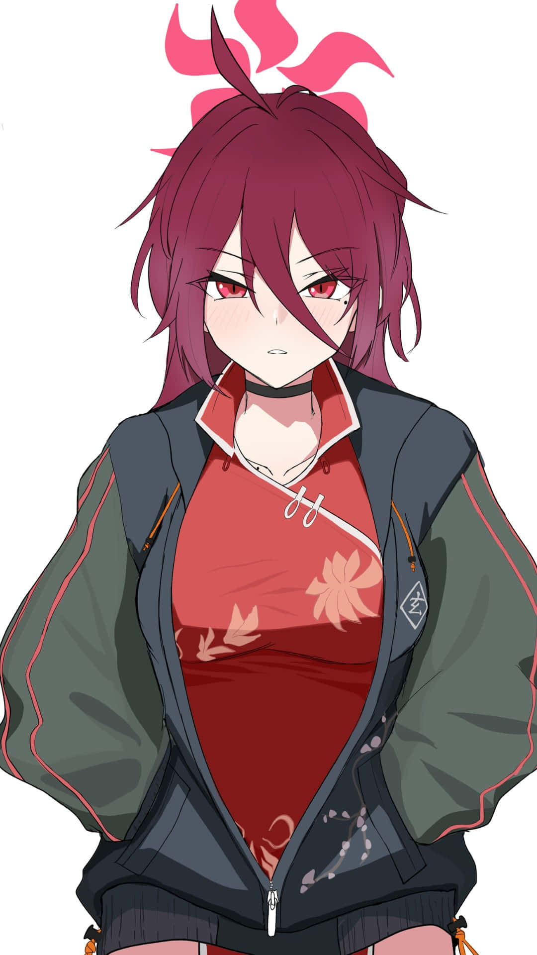Kayama Reijo, magenta hair, red eyes, Full HD Phone Wallpaper
