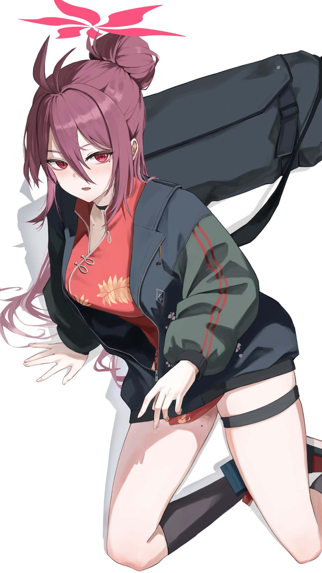 Kayama Reijo, pink-haired, red eyes, Full HD Phone Wallpaper