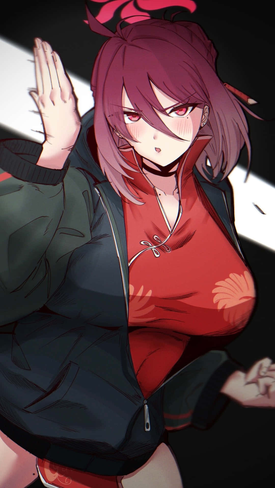 Kayama Reijo, pink hair, red eyes, Full HD Phone Wallpaper