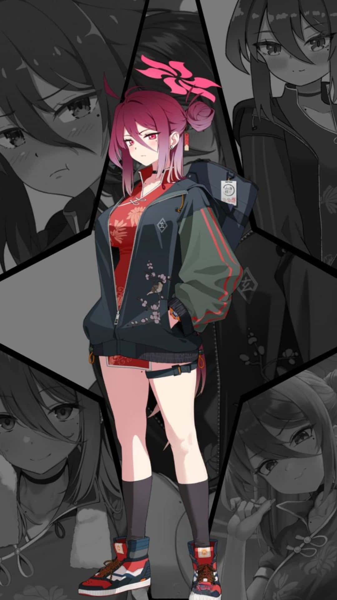 Kayama Reijo, pink hair, cherry blossom accents, Full HD Phone Wallpaper