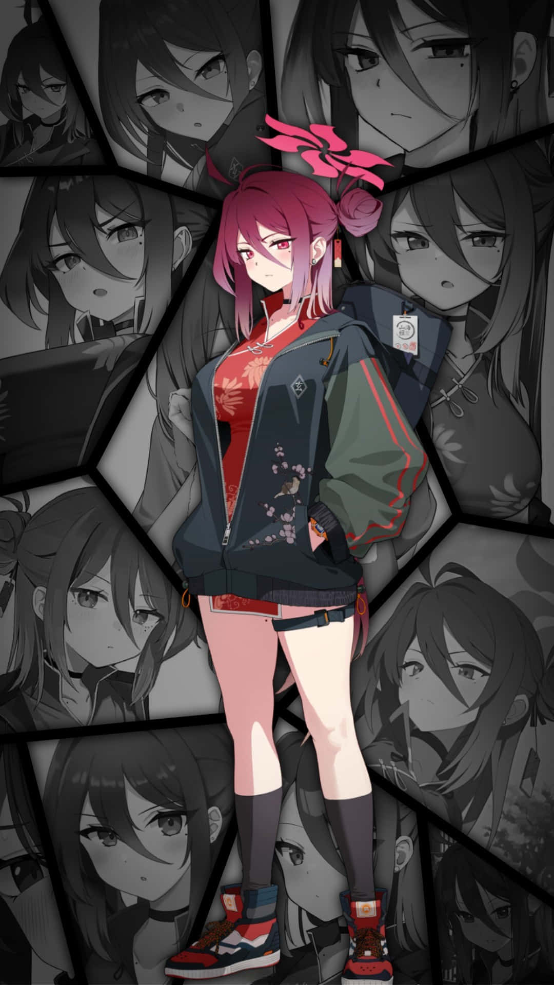 Kayama Reijo, pink hair, cherry blossom hairpin, Full HD Phone Wallpaper