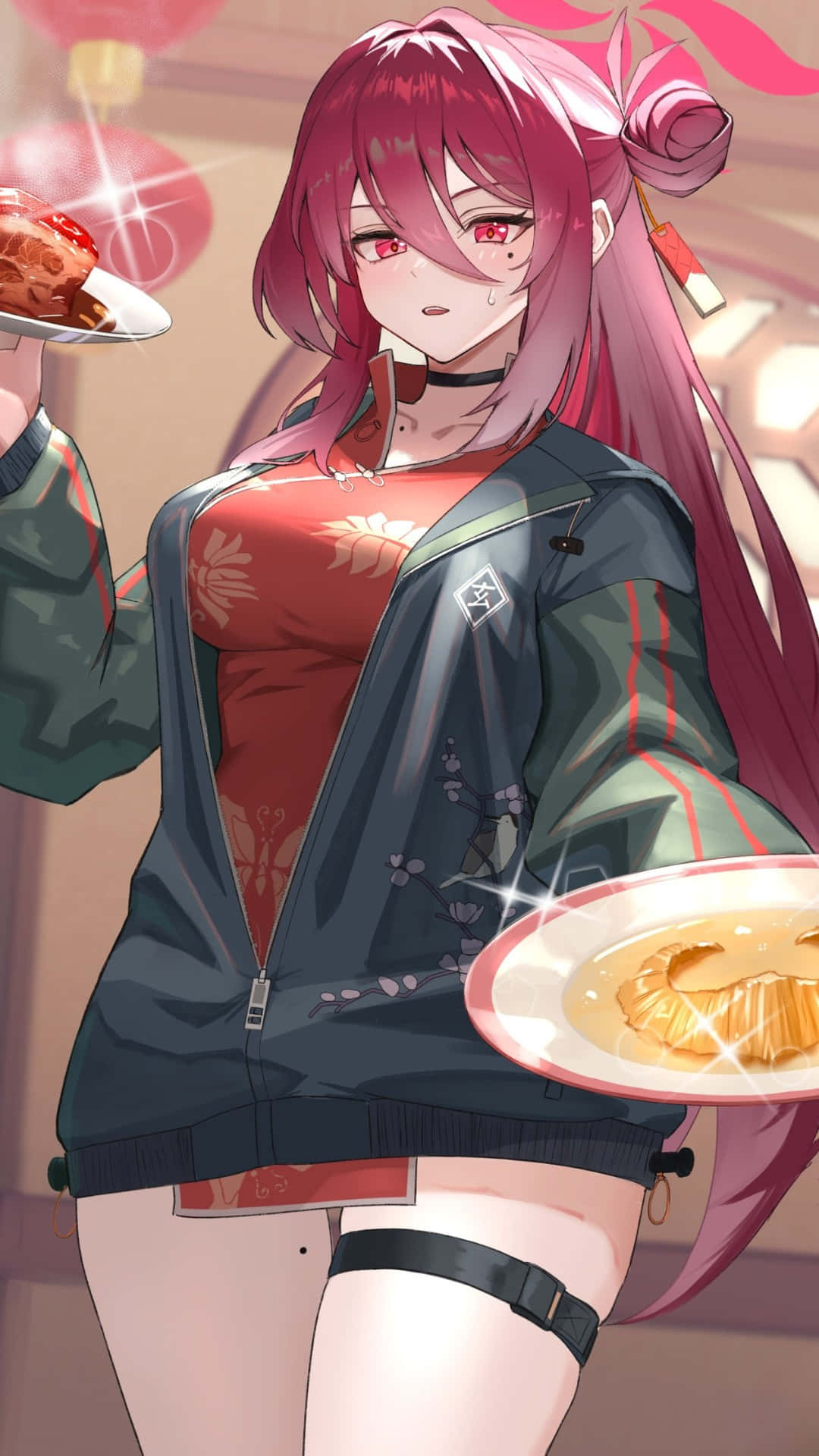 Kayama Reijo, pink-haired anime girl, dark jacket, Full HD Phone Wallpaper