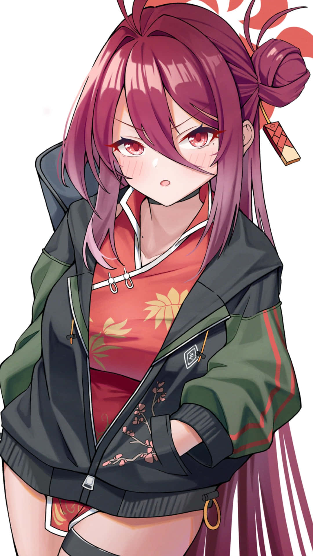 Kayama Reijo, magenta hair, red eyes, Full HD Phone Wallpaper