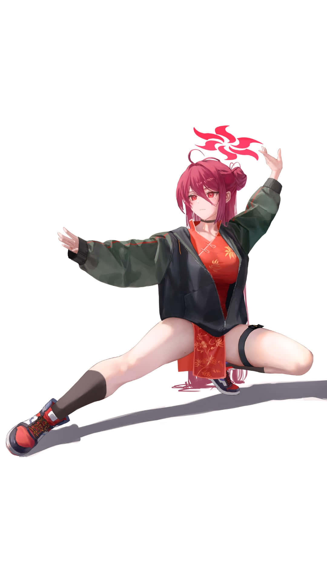 Kayama Reijo, red kimono, green jacket, Full HD Phone Wallpaper