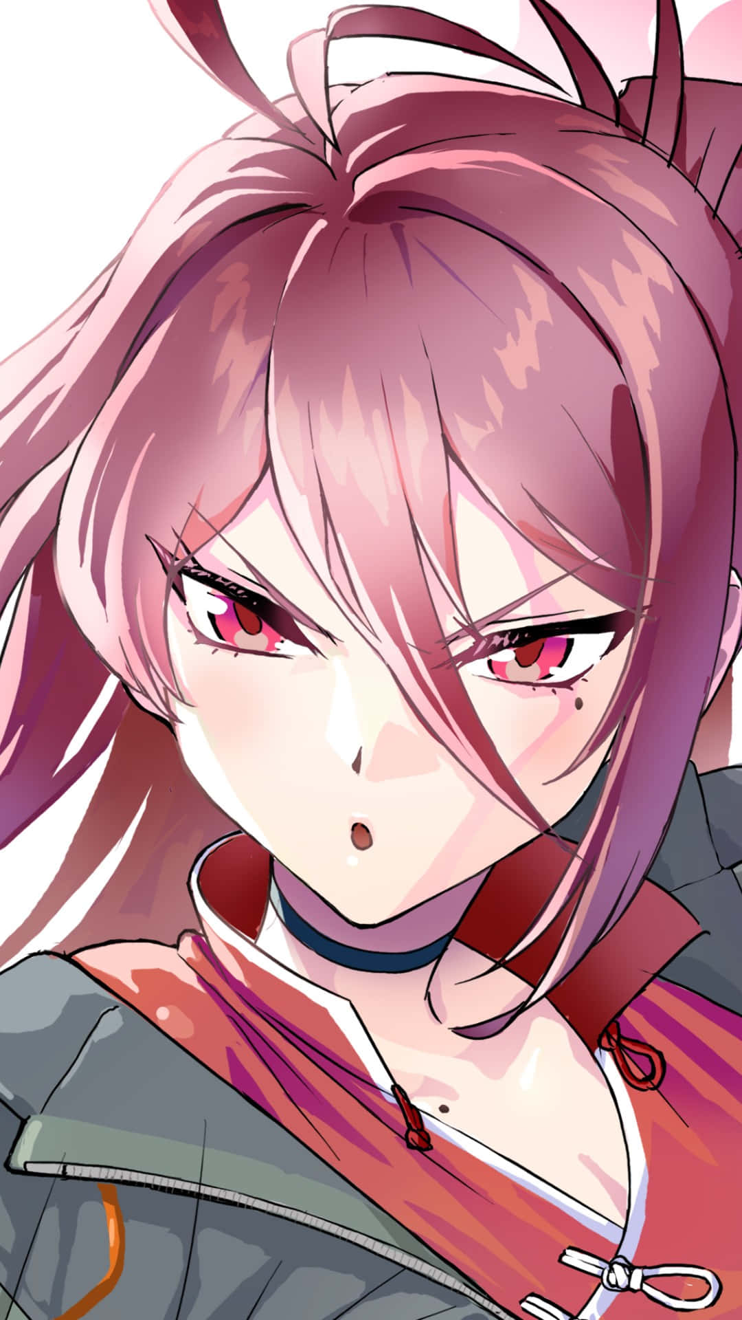 Kayama Reijo, pink hair, red eyes, Full HD Phone Wallpaper